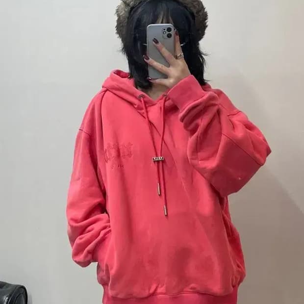 100 솔리드 옴므 NEW 스틸로고 오버핏 후드 후디 티셔츠