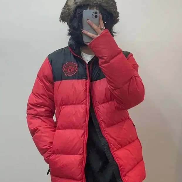 xs 나이키 올드스쿨 맨유 축구 패딩 다운점퍼 여자