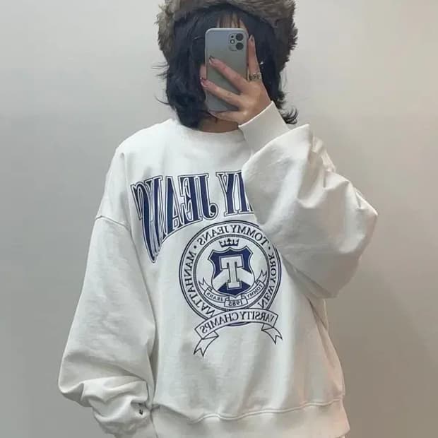 xl 타미 진스 컴포트 바시티 크루넥 티셔츠