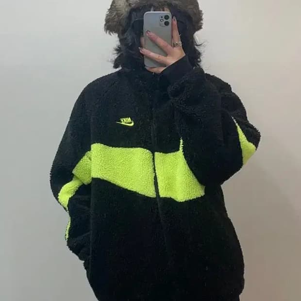 라지 나이키 빅스우시 양면 리버시블 플리스 자켓