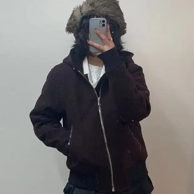 95 커스텀멜로우 오버핏 블랙라벨 울자켓