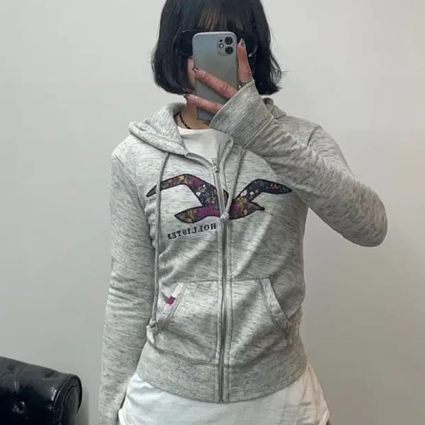 xs 홀리스터 로고 오버핏 후드 집업 후디