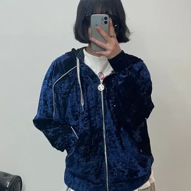 피어리스니스슈가레이 후디 집업 네이비 벨벳