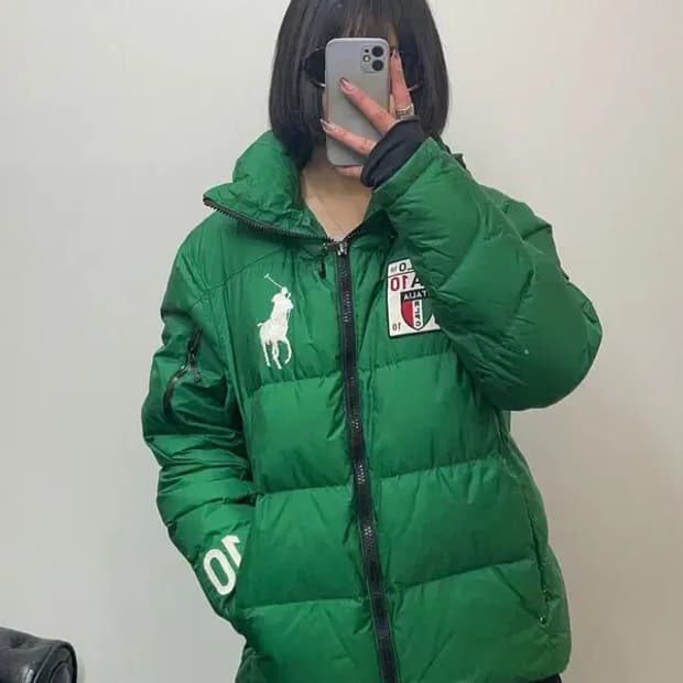 라지 올드스쿨 폴로랄프로렌 이탈리안 직로고 레이싱패딩