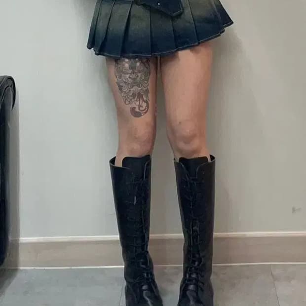 스몰 미사용 wooha 데님 스커트 팬츠 윈터착용모델