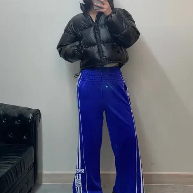 xs 아디다스 더블 브레이크 해체주의 블루 트랙팬츠