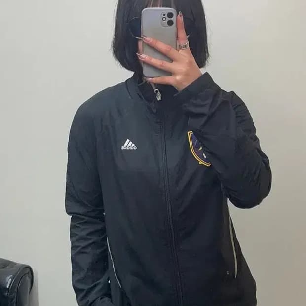 스몰 아디다스 삼선 윈드러너 자켓 블랙