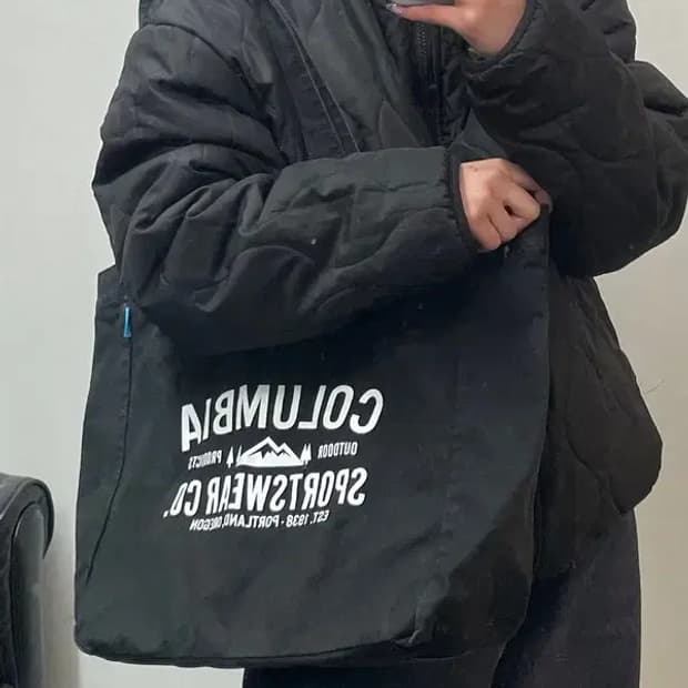 콜롬비아 블랙 토트백 가방 캔버스