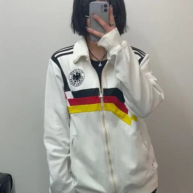 대장급 100아디다스 독일 국대 09-10 화이트 트랙탑 희귀져지