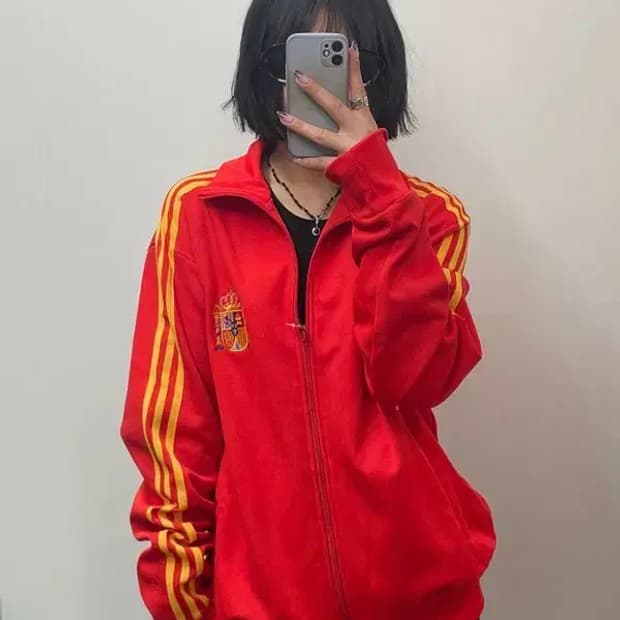 라지 아디다스 오리지널스 삼선 스페인 국대 트레이닝탑 집업