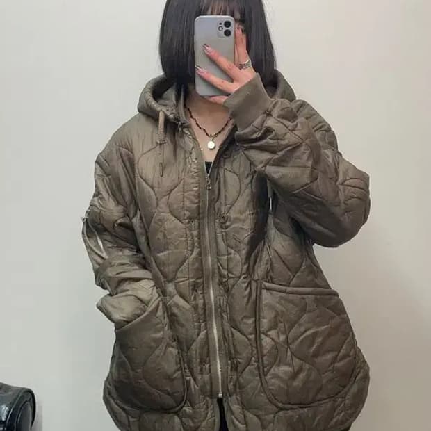 스몰 라퍼지스토어 3m 신슐레이트 오버핏 필드 다운 후드 퀼팅 패딩