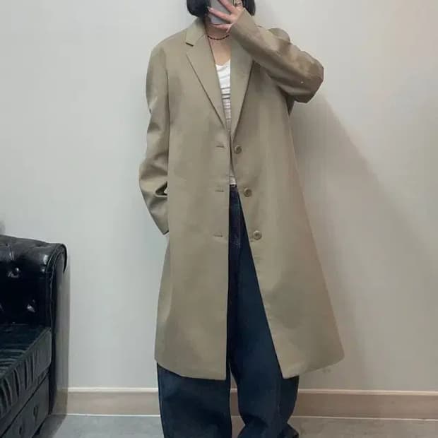 미디움 coor 울 캐시미어 롱코트 베이지