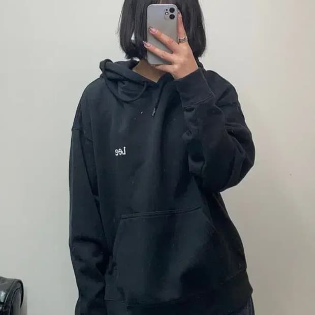 스몰 LEE 로고 미니로고 후드티셔츠 블랙