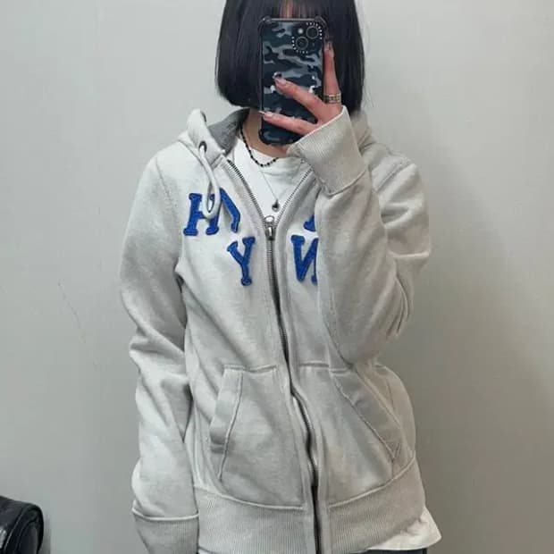 스몰 아베크롬비 앤 피치 빅로고 그레이 후드 집업