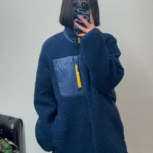 2XL 아디다스 골프 네이비 쉐르파 플리스 후리스 자켓