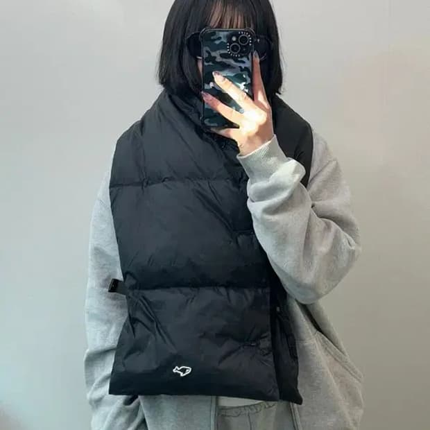 0 네이더스 패딩 머플러 구스다운 블랙