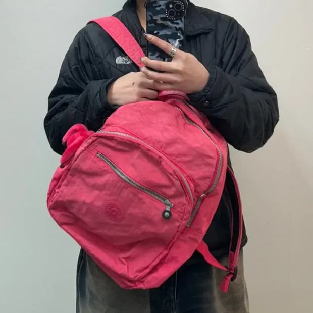 OS 키플링 키치 백팩 노트북 가방 캔버스백 핑크