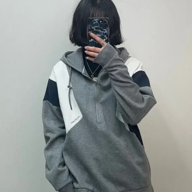 100 질스튜어트 스포츠  배색 아노락 후드 그레이