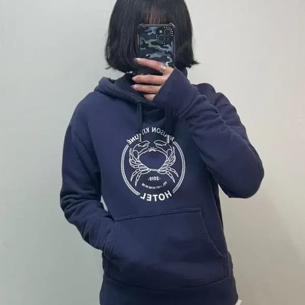 XS 메종키츠네 호텔 컬렉션 후드 네이비