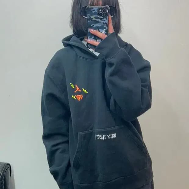 XL 나이키 조던 와이낫 플리스 후드 티셔츠 블랙