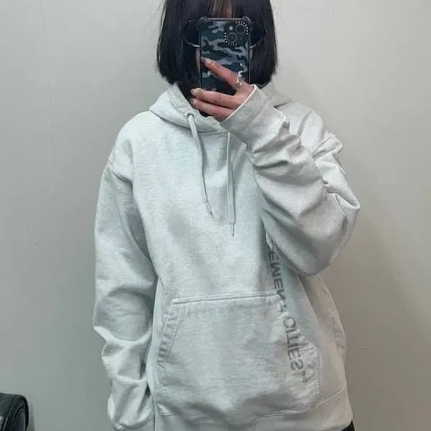 미디움 LMC 글리터 로고 후드티 라이트 헤더 그레이