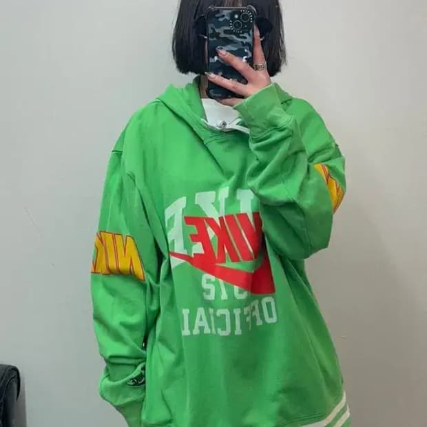 XL 나이키 NSW 프렌치 테리 풀오버 봄 후드 라이트 그린 스파크