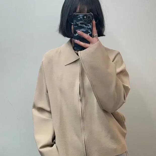 라지 COS 코스 니트 집업 자켓 베이지