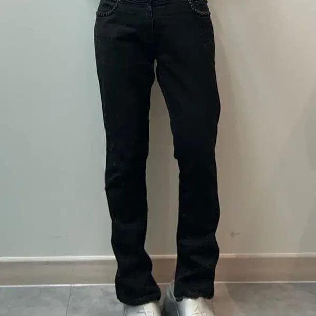 미디움 쟈딕앤볼테르 스트라스 흑청 슬림핏 데님 팬츠