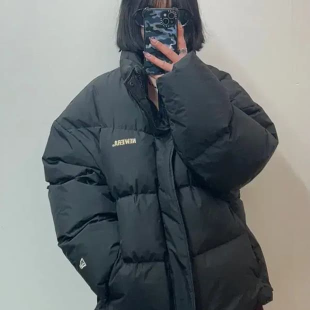 110 2XL 빅사이즈 뉴에라 블랙 구스 다운 패딩