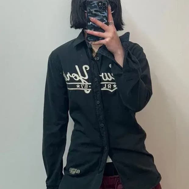 XS 폴로 랄프 로렌 뉴욕 옥스포드 스포츠 셔츠 블랙