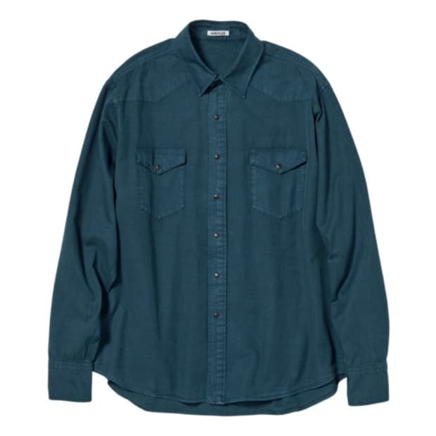 오라리 DYED FINX GABARDINE WESTERN SHIRT