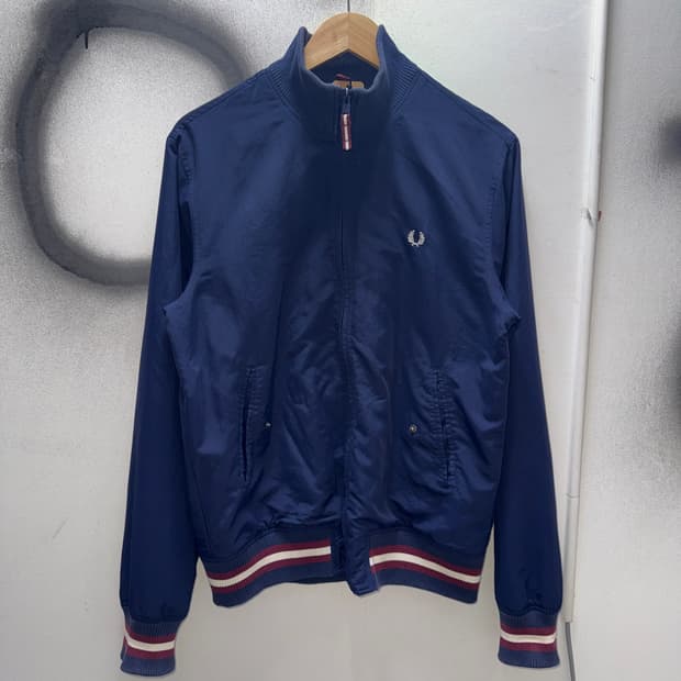 Navy Ribbed-Trim Windbreaker