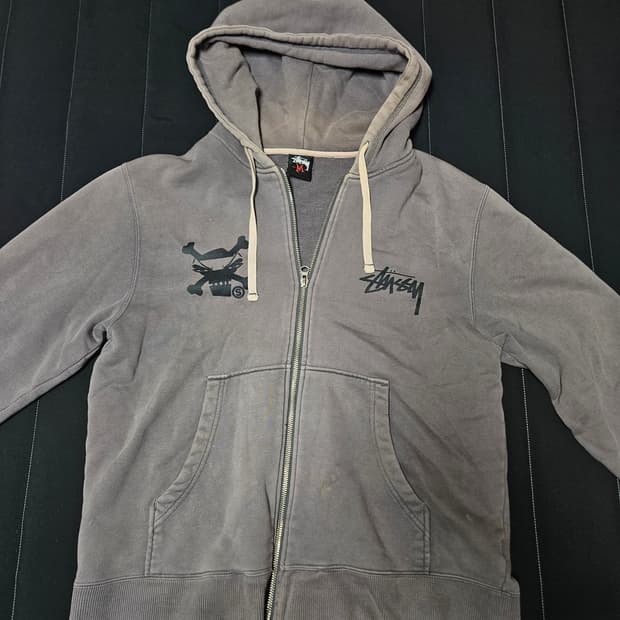 스투시 스컬 후드집업 해골 펑크 집업 후디 빈티지