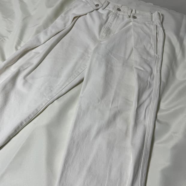 우영미 화이트 와이드 팬츠