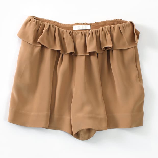 끌로에 Chole 실크 러플 베이지 반바지 숏팬츠