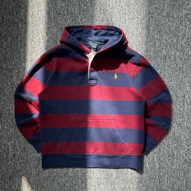 폴로 랄프로렌 스트라이프 럭비 후드티