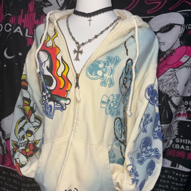 Ed hardy 에드하디 아이보리 후드집업