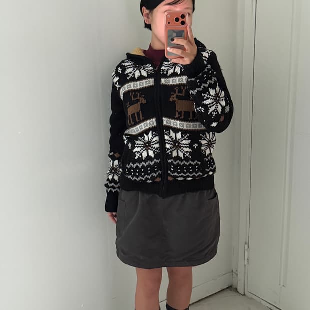 일본빈티지 노르딕 보아털 후드집업 자켓