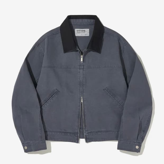 어반디타입 빈티지 워싱 코튼 크롭 자켓_네이비