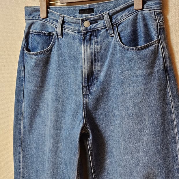 유니클로 와이드 스트레이트 진 중청