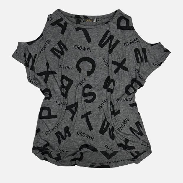 GALYGE punk off-shoulder lettering t