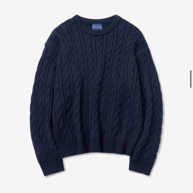 후브스 헤비 케이블 니트 울 스웨터 [네이비] - L 사이즈