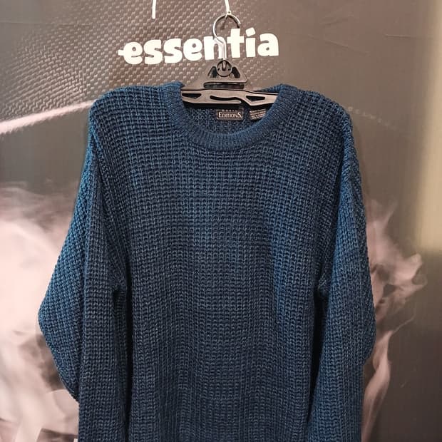 오버핏 와플 니트 네이비