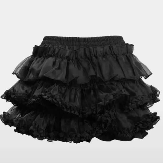 러프넥 튜튜 스커트 블랙