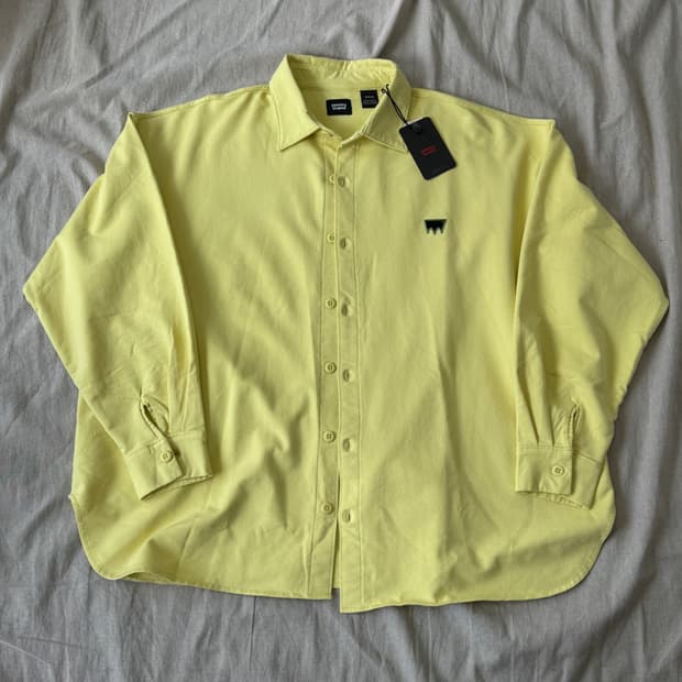 리바이스 코튼 패치 노란색 셔츠 M(105)