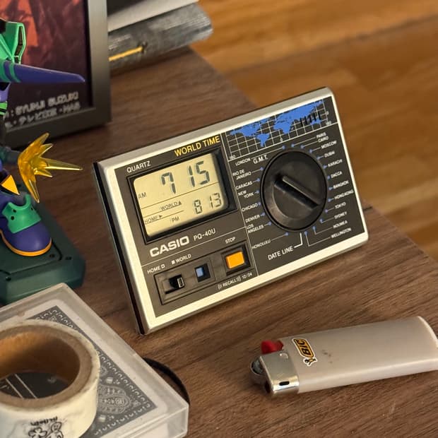 80s) 빈티지 카시오 PQ-40U 월드타임 빈티지 탁상시계