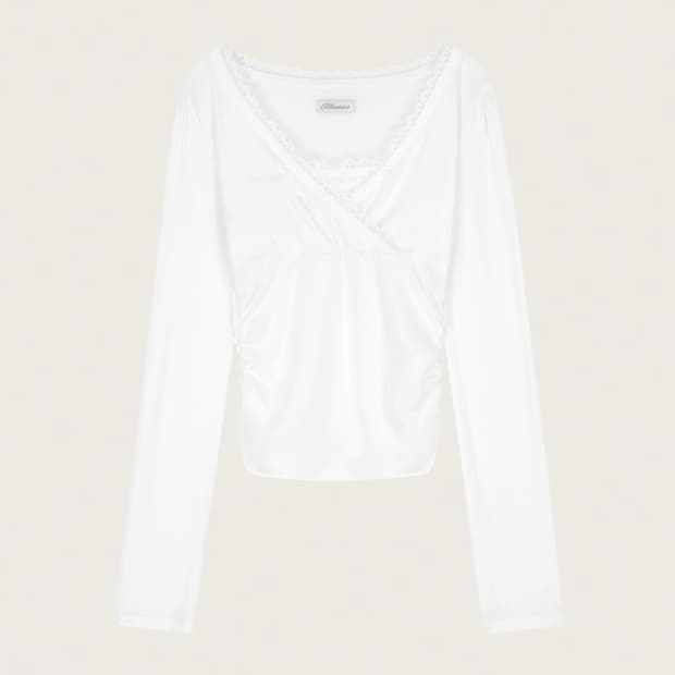 클리시어 비비안 발레 레이스 탑 화이트 롱슬리브