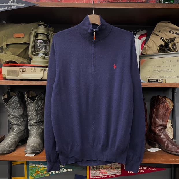 90s 폴로 랄프로렌 하프 집업 코튼 니트 스웨터