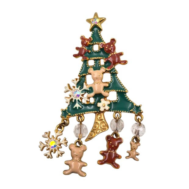 80s 미국 에이본 크리스마스 트리 베어 브로치