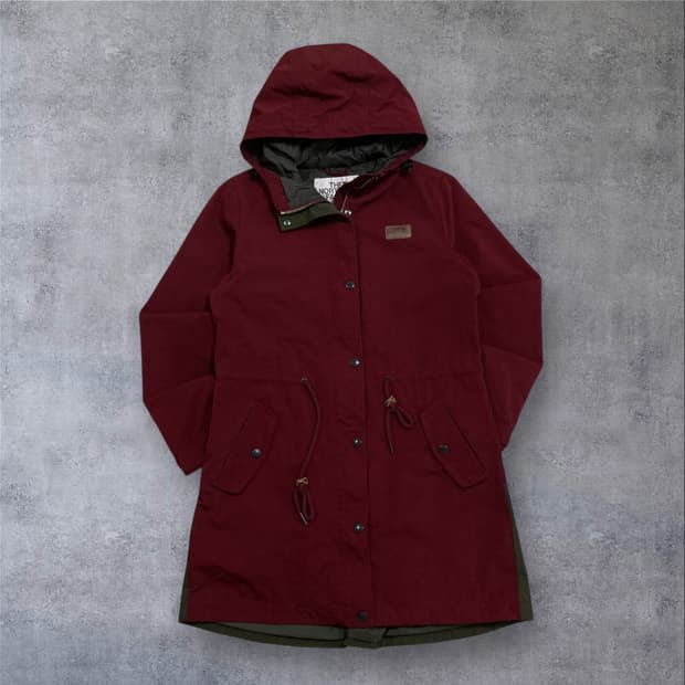 노스페이스 스몰 로고 버건디 포호노 트렌치 코트